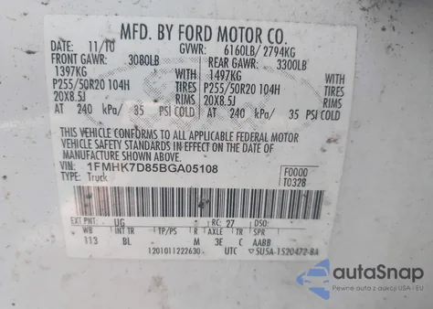 2011 Ford Explorer Xlt из США, поврежденный, VIN 1FMHK7D85BGA05108